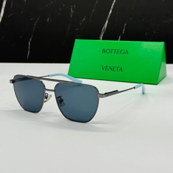 NEW BV1236S 004 BOTTEGA VENETA AVIATOR GREY BLUE UNISEX SUNGLASSES